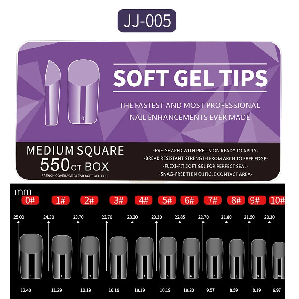 550pcs Frosted Nail Tips – Almond Coffin Press On False Nails Press On Nail Tips PLUSH JJ-005 Box
