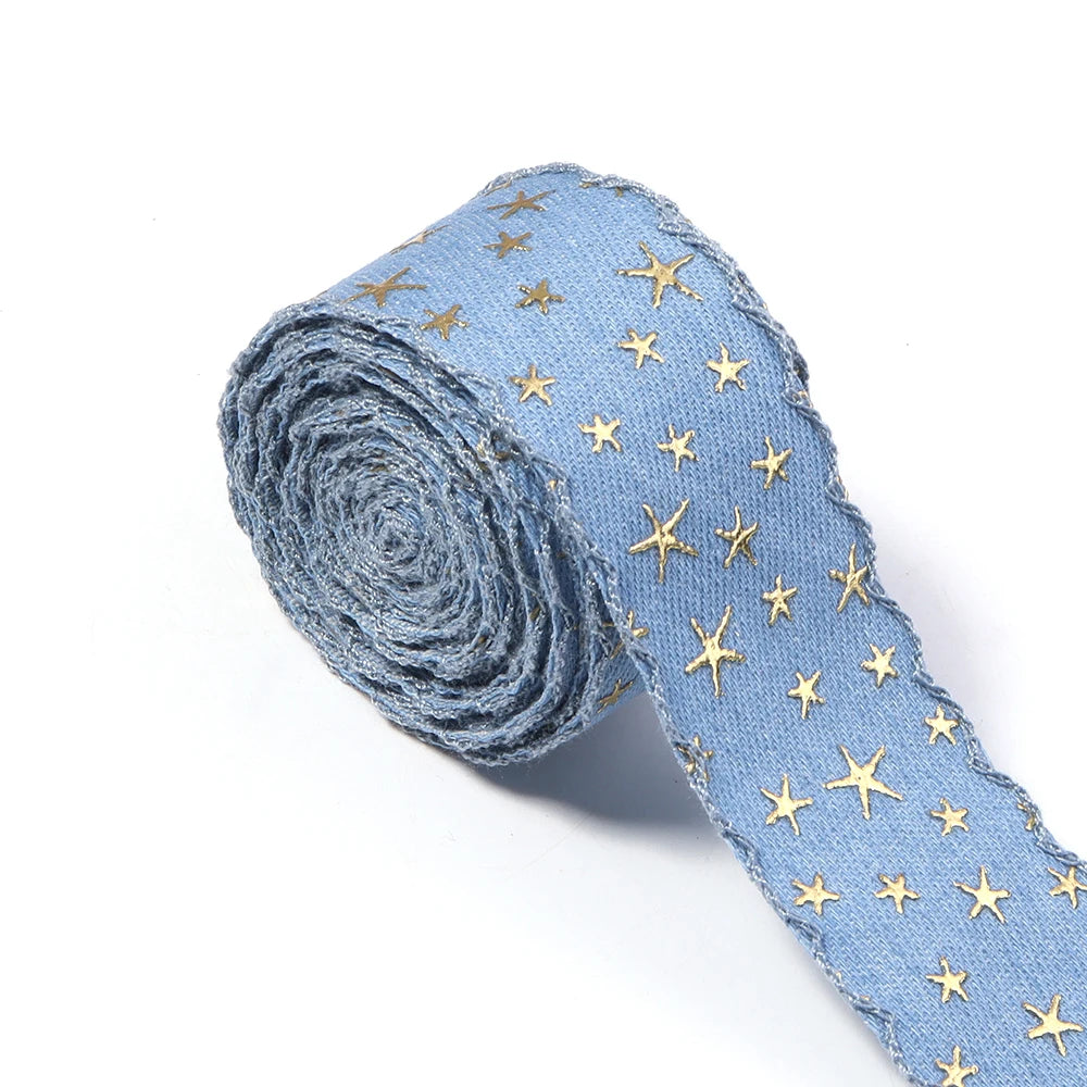 Scalloped Denim Ribbon Star Sequin Wave Trim – DIY Crafts Craft Ribbon Trim PLUSH 40mm 05 x 3yards mm