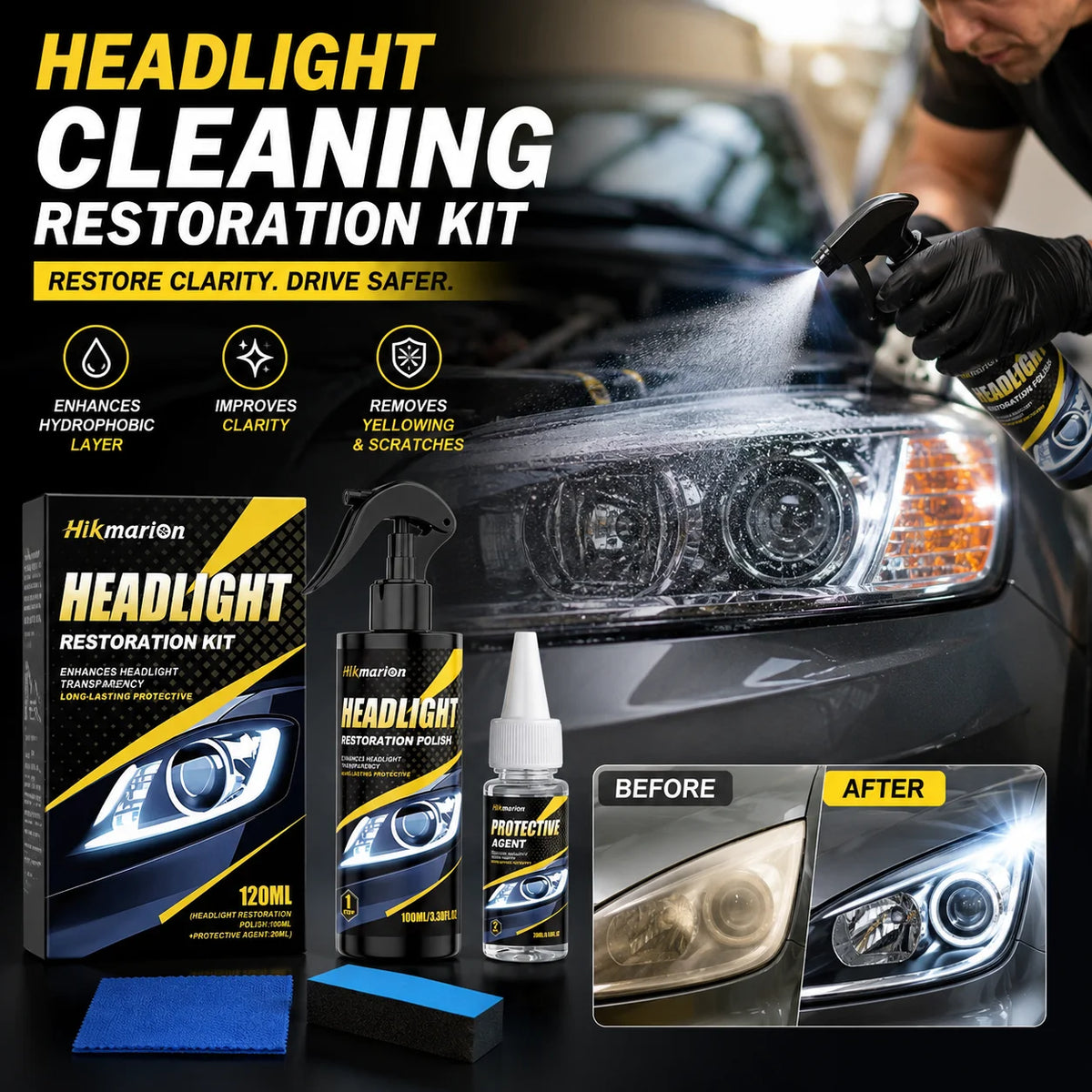 Hikmarion Headlight Restoration Kit – Polish & Clarity Headlight Restoration Kit PLUSH