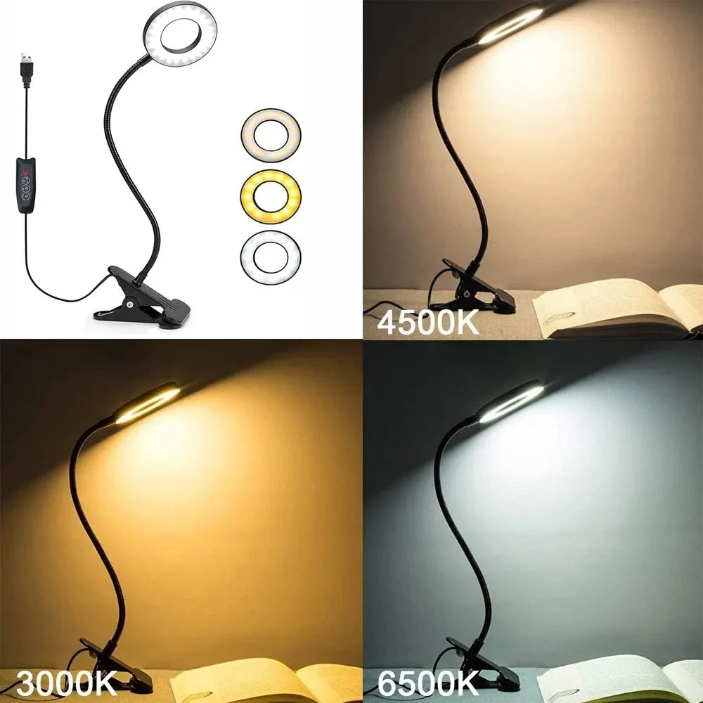 USB LED Clamp Desk Lamp – 48 LEDs Dimmable Flexible Reading Light Clamp Desk Lamp PLUSH