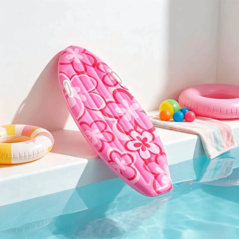 Inflatable Surfboard Pink Flower Pattern – 110cm PVC Pool Board Inflatable Surfboard PLUSH
