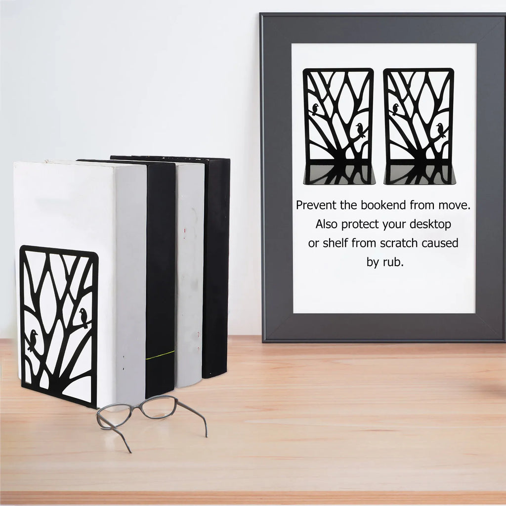 Minimalist Hollow Iron Bookends – Heavy Duty Organizer 1 Pair Iron Bookends PLUSH