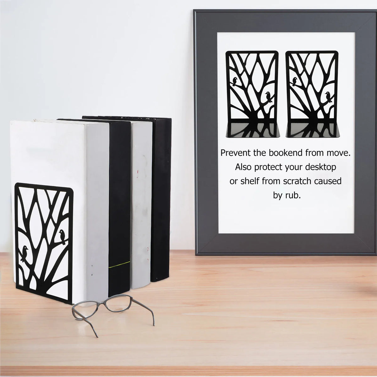 Minimalist Hollow Iron Bookends – Heavy Duty Organizer 1 Pair Iron Bookends PLUSH