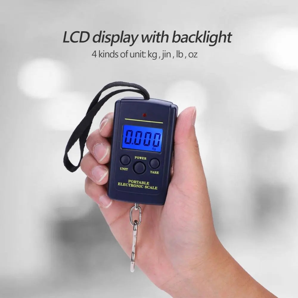 50kg Portable LCD Digital Hanging Scale + Retractable Tape Digital Hanging Scale PLUSH