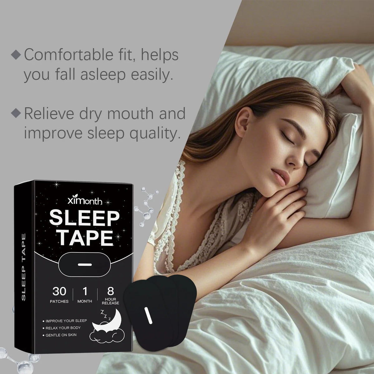 Ximonth Lavender Mouth Tape Sleep Strips 30pcs | Anti-Snoring Sleep Mouth Tape PLUSH