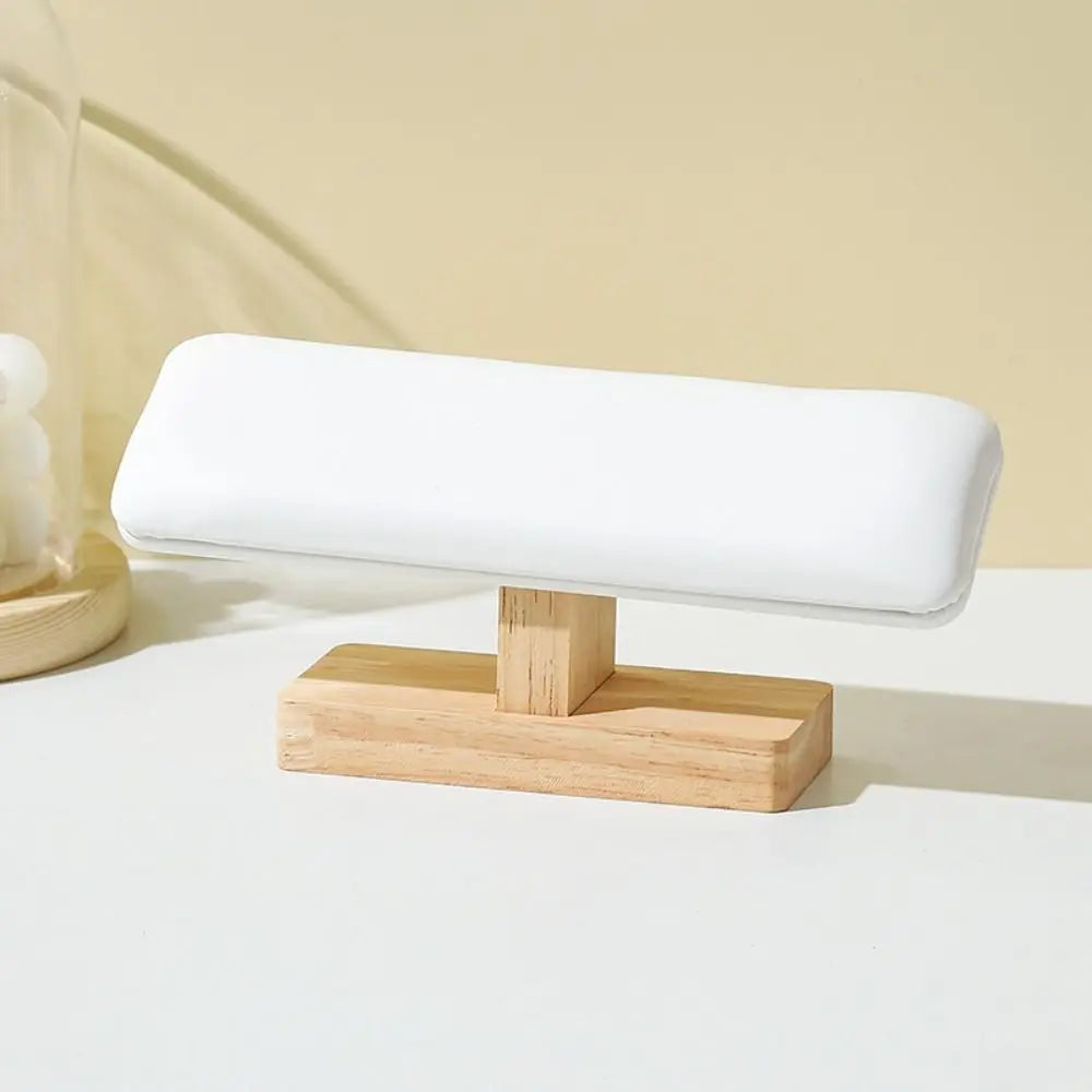 Velvet Wooden Bracelet Display Stand & Watch T-Bar Organizer Jewelry Display Stand PLUSH White Leather