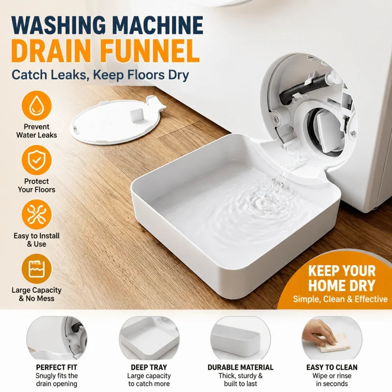 Washing Machine Drain Funnel – Fluff Filter Drip Tray Tool Appliance Drain Tool PLUSH
