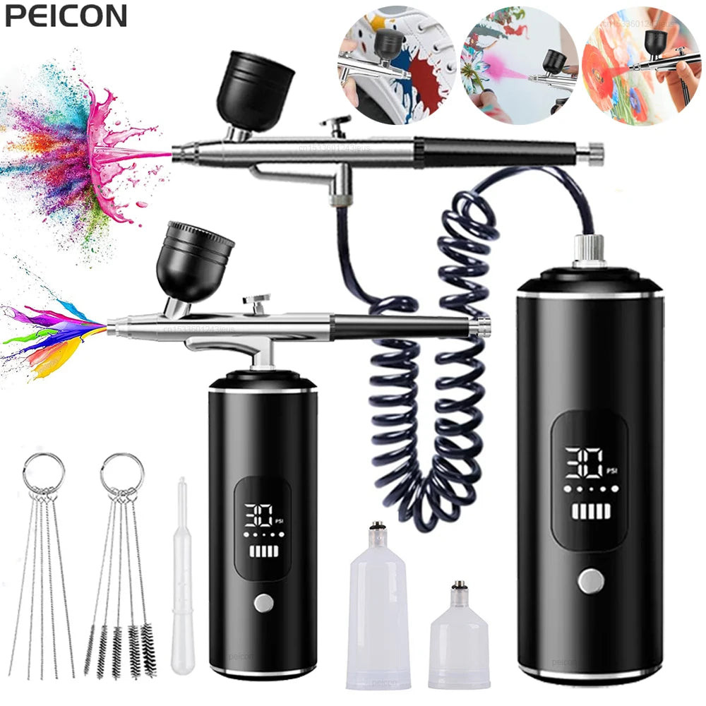 Portable Airbrush Kit with Compressor – Dual-Action Spray Gun Airbrush Spray Kit PLUSH