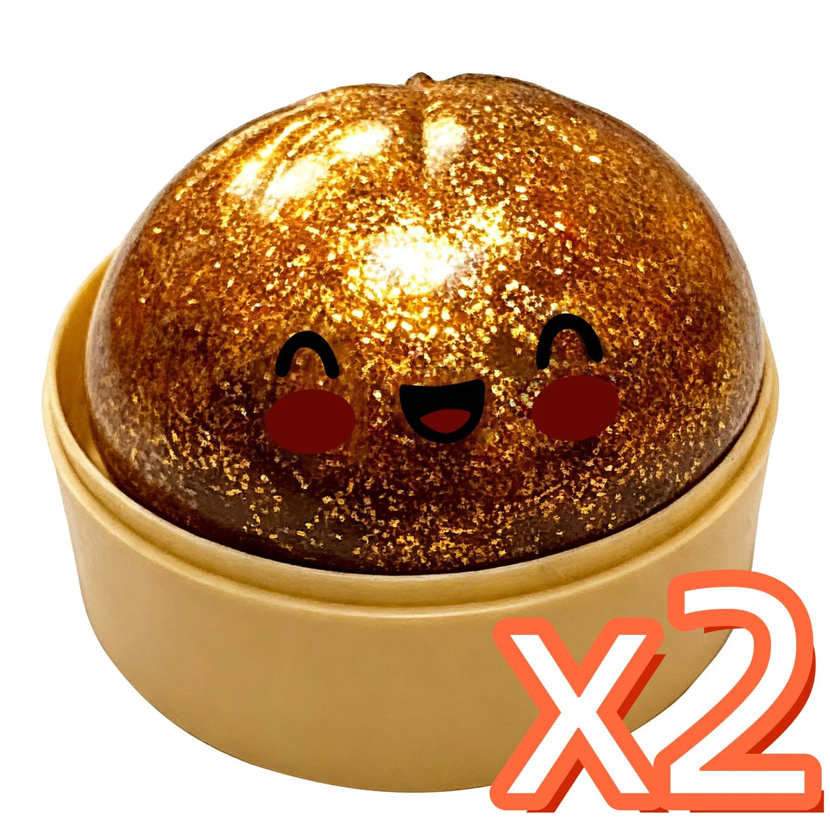 Gold Glitter Dumpling Squishy Toy – Slow Rising Fidget Toy Squishy Fidget Toy PLUSH A x 2