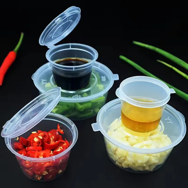 Plastic Sauce Jars with Lids – Leak-Proof 20/50/100pcs Cups Sauce Storage Cups PLUSH