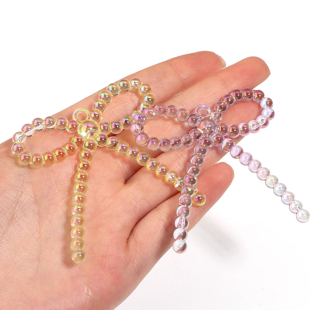5pcs Bowknot Acrylic Charms – Color Plating DIY Jewelry Making Jewelry Charms PLUSH