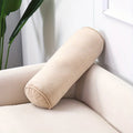 Classic Velvet Cylindrical Bolster Pillow | Soft Knit Home Decor Decorative Bolster Pillow PLUSH Beige 50x17cm