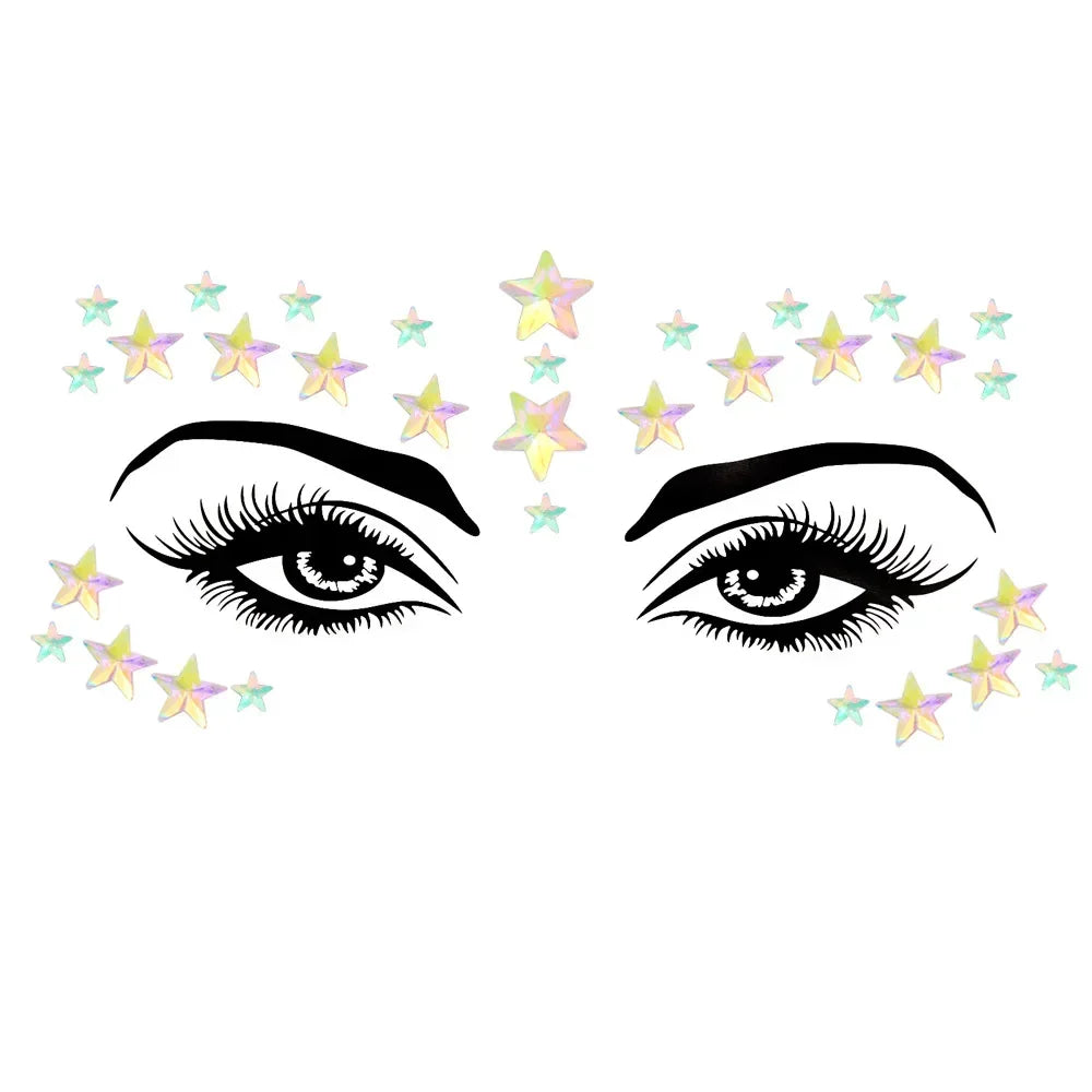 Crystal Face Gems Rhinestone Temporary Tattoo Stickers