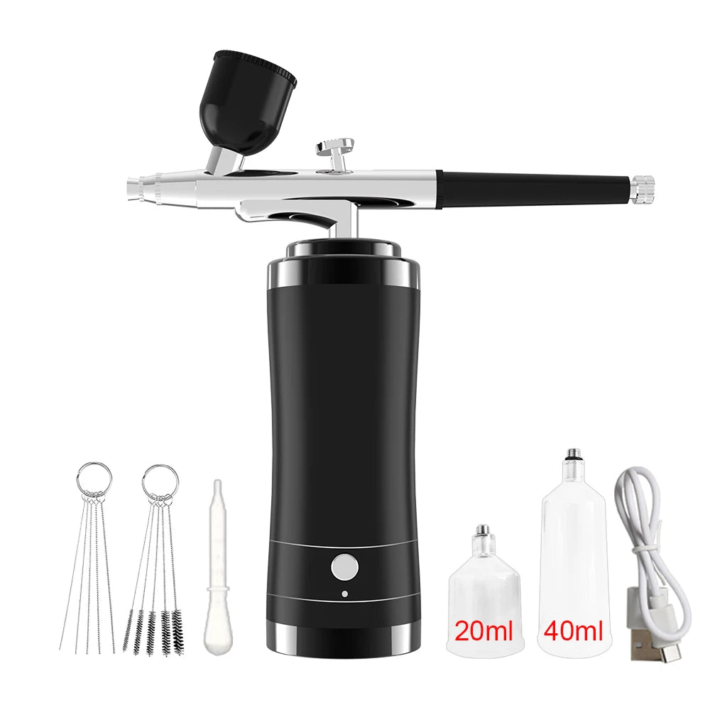 Portable Airbrush Kit with Compressor | 0.3mm Mini Spray Gun Airbrush Spray Kit PLUSH Black