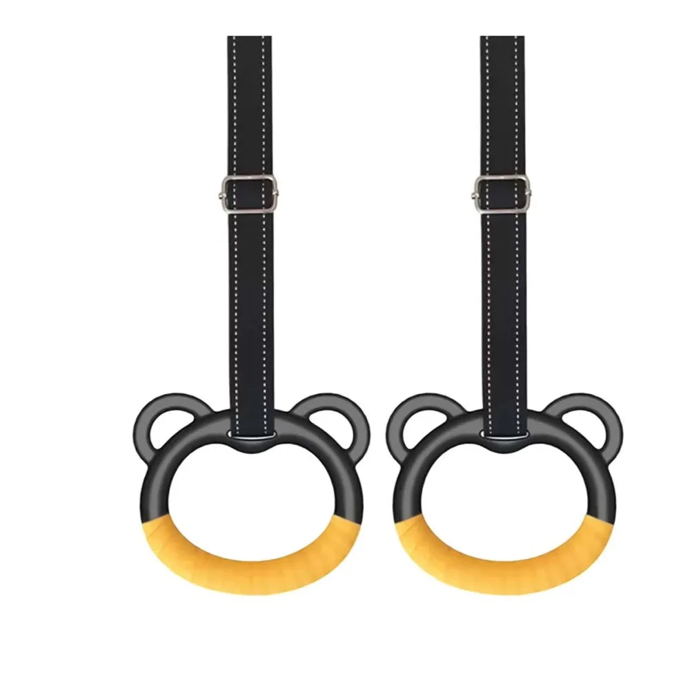 Kids Gymnastic Rings with Adjustable Straps | Non-Slip Gymnastic Rings PLUSH Black
