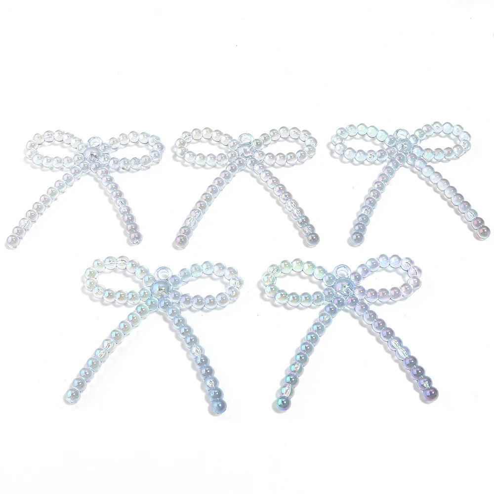5pcs Bowknot Acrylic Charms – Color Plating DIY Jewelry Making Jewelry Charms PLUSH blue