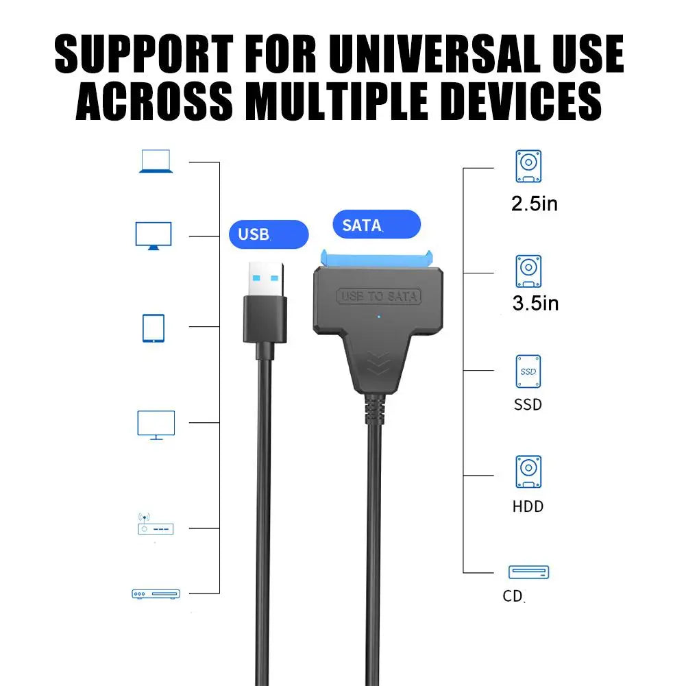 USB 3.0 / USB-C to SATA Adapter Cable with Power Port SATA Adapter Cable PLUSH