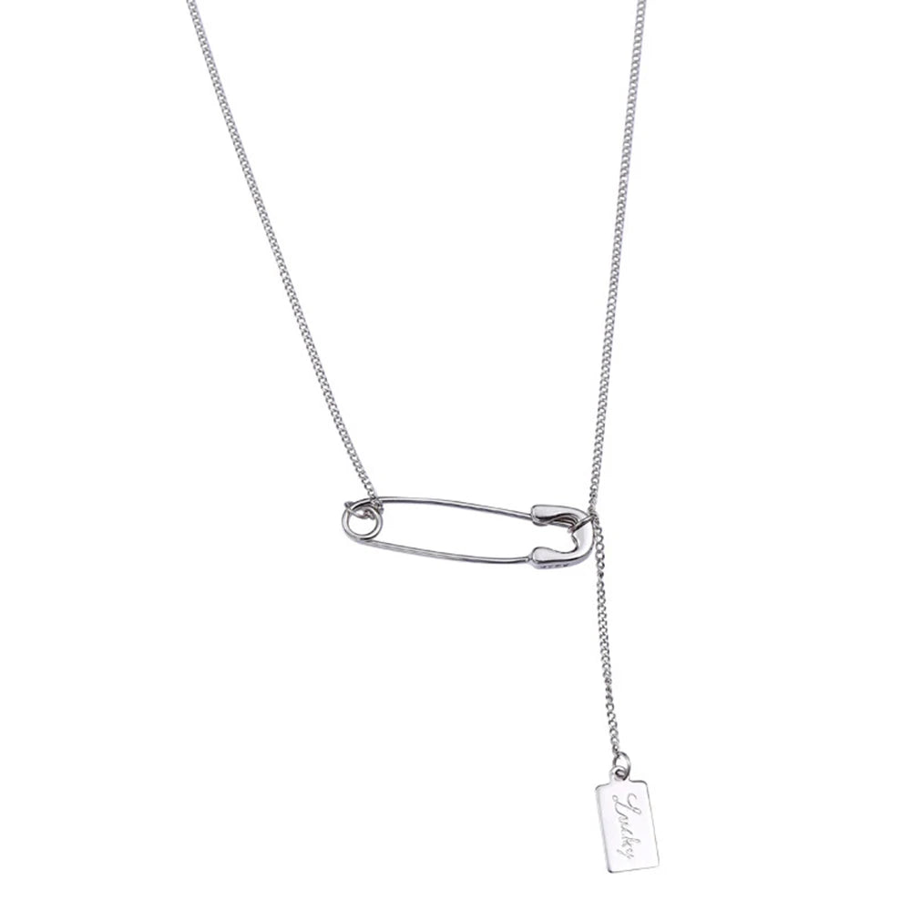 Women's Geometric Pendant Choker Clavicle Chain Necklace Pendant Choker Necklace PLUSH Silver