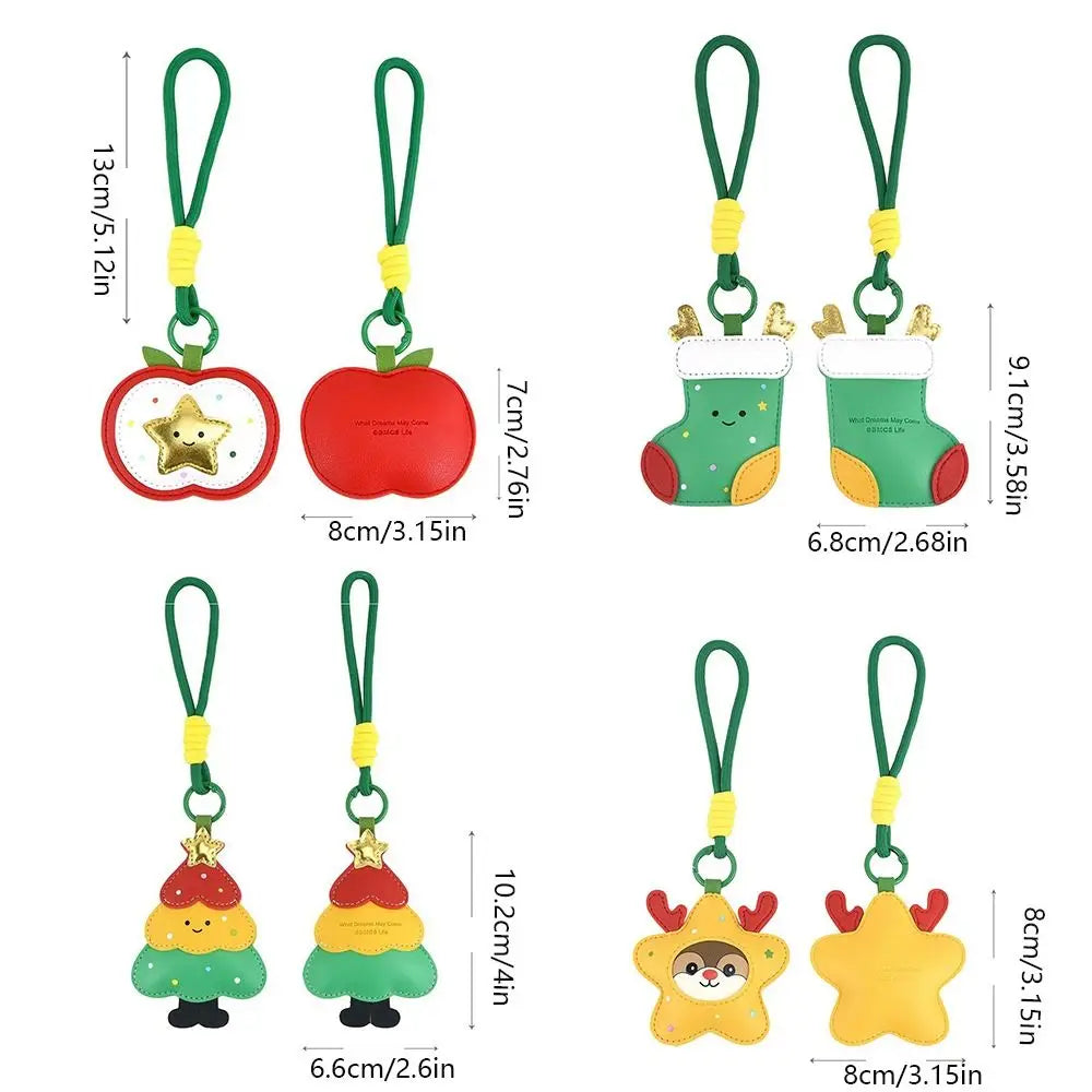 Cute Christmas PU Leather Keychain – Reindeer & Star Bag Charm Christmas Bag Charm PLUSH