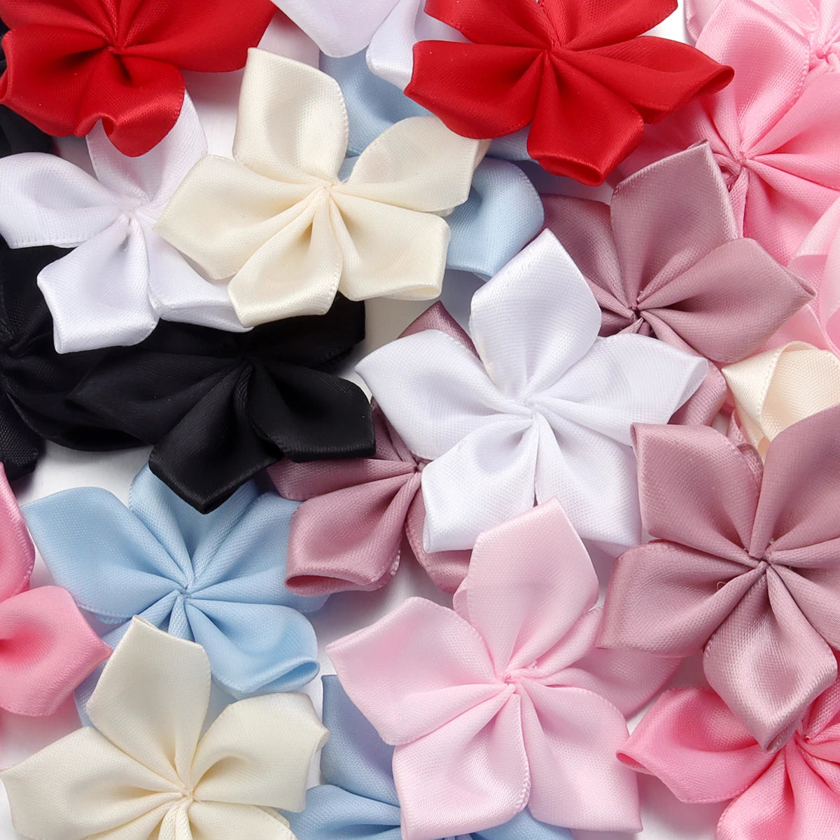 20pcs 6cm Satin Ribbon Flowers for DIY Hair Clips & Crafts Ribbon Flower Appliqués PLUSH