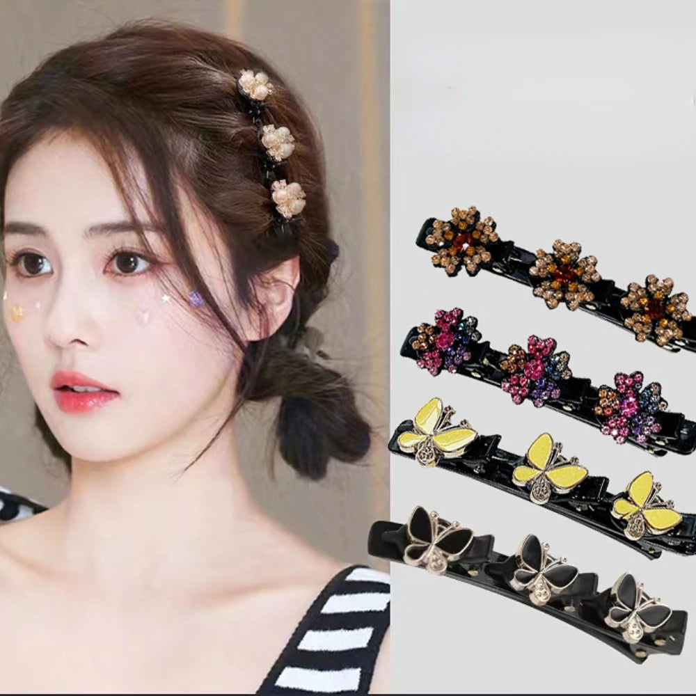 4pcs Pearl Flower Hair Clips – Handmade Barrettes for Women Hair Barrette Set PLUSH A 4pcs set