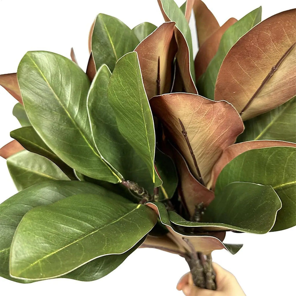 Artificial Magnolia Leaf Branches Real Touch Faux Stems 2pcs Artificial Plant Stems PLUSH