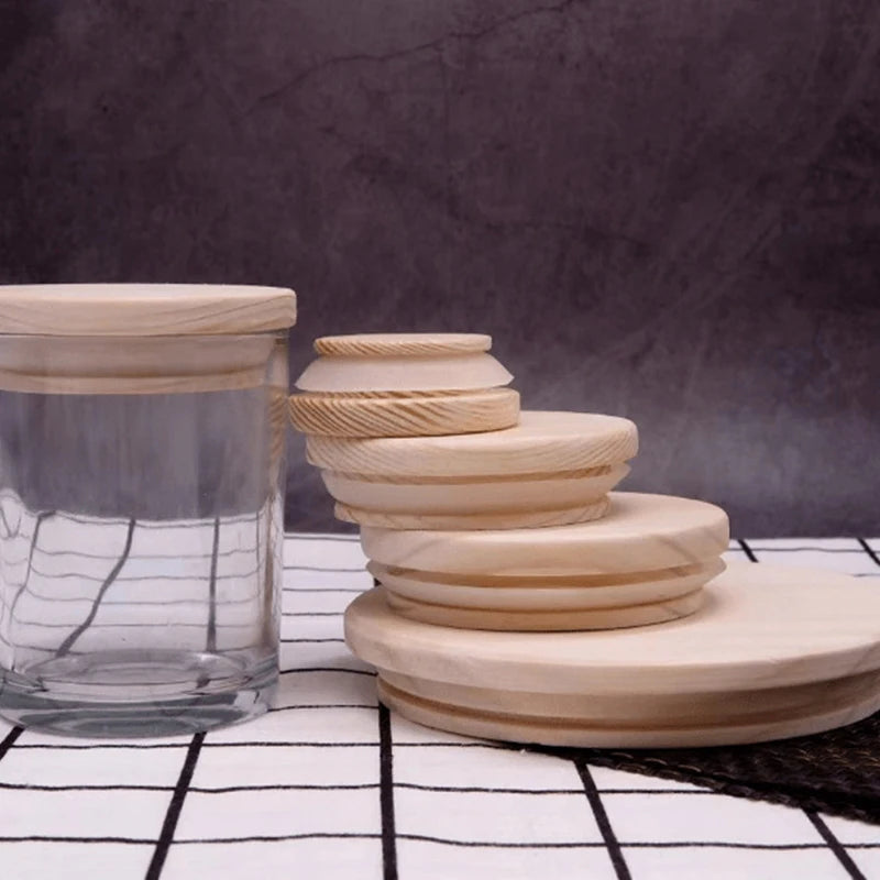 Pine Wood Jar Lids with Silicone Seal – 8 Sizes Available Wood Jar Lid PLUSH