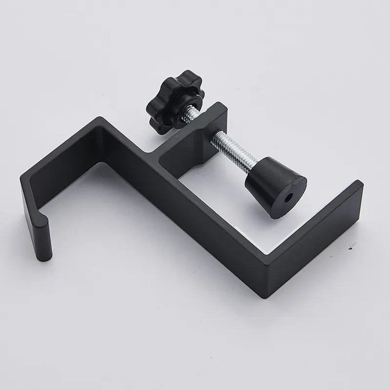 Adjustable Desk Edge Hook – Headset & Backpack Hanger Desk Clamp Hook PLUSH Black 2Pcs