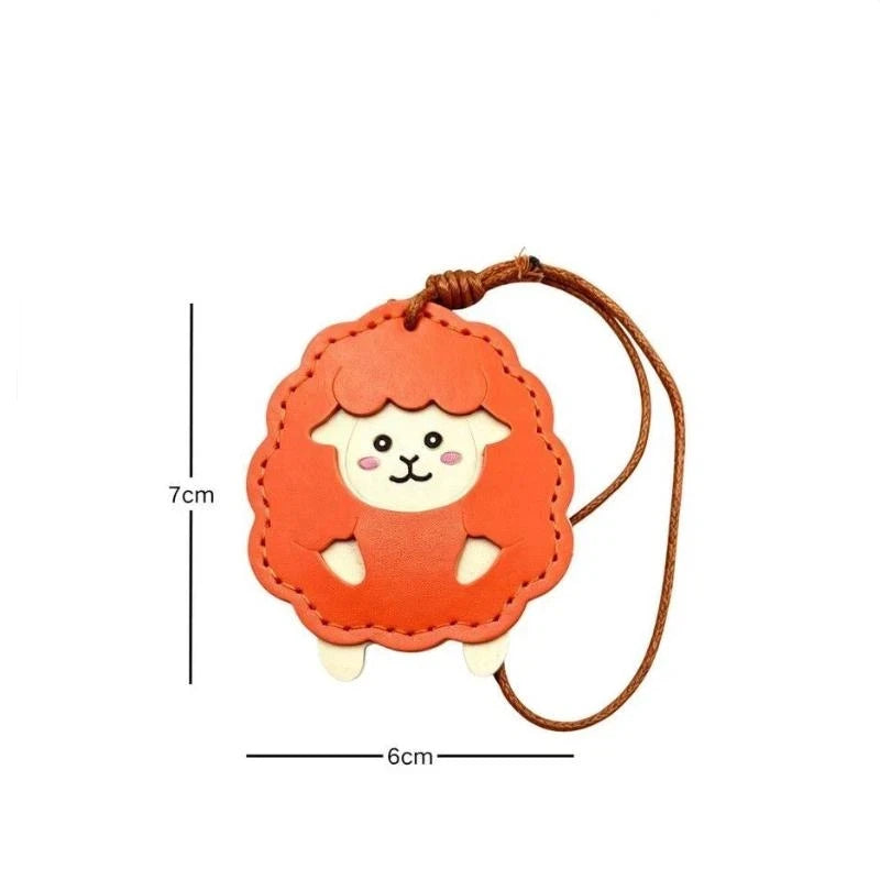 PU Leather Lamb Keychain – Cute Animal Bag Charm & Keyring Novelty Keychain Charm PLUSH