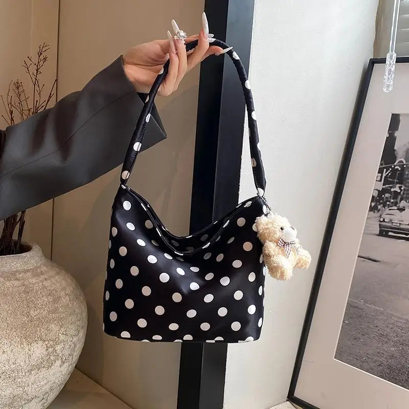Oxford Cloth Polka Dot Tote Bag – Large Capacity Shoulder Bag Tote Shoulder Bag PLUSH