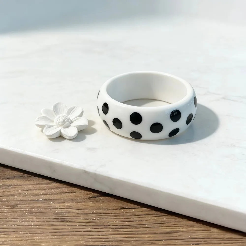 Vintage Resin Polka Dot Bangle – Punk Stackable Cuff Bracelet Cuff Bangle Bracelet PLUSH