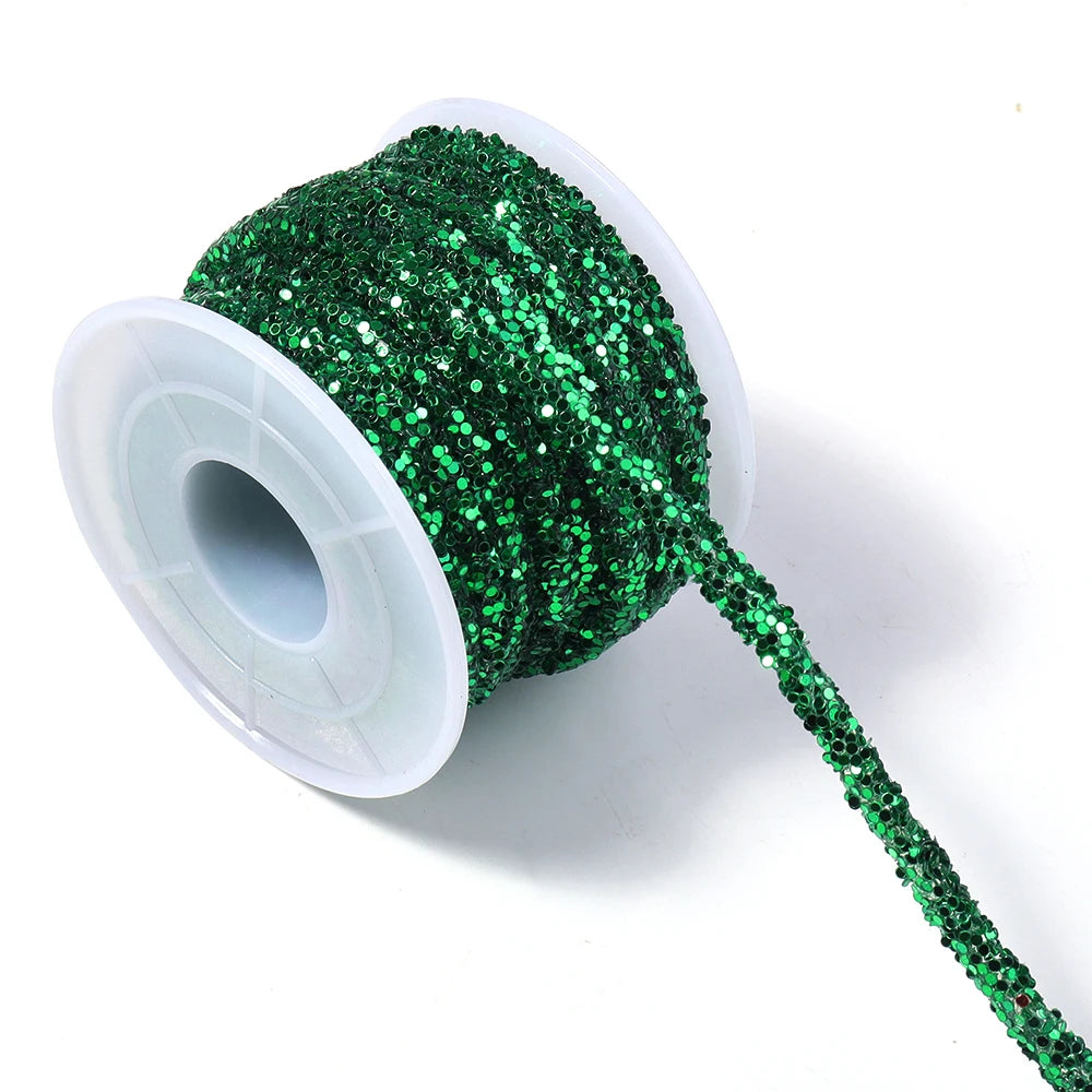 5 Yards 6mm Glitter Sequin Cord – DIY Jewelry & Craft Rope Glitter Sequin Cord PLUSH green