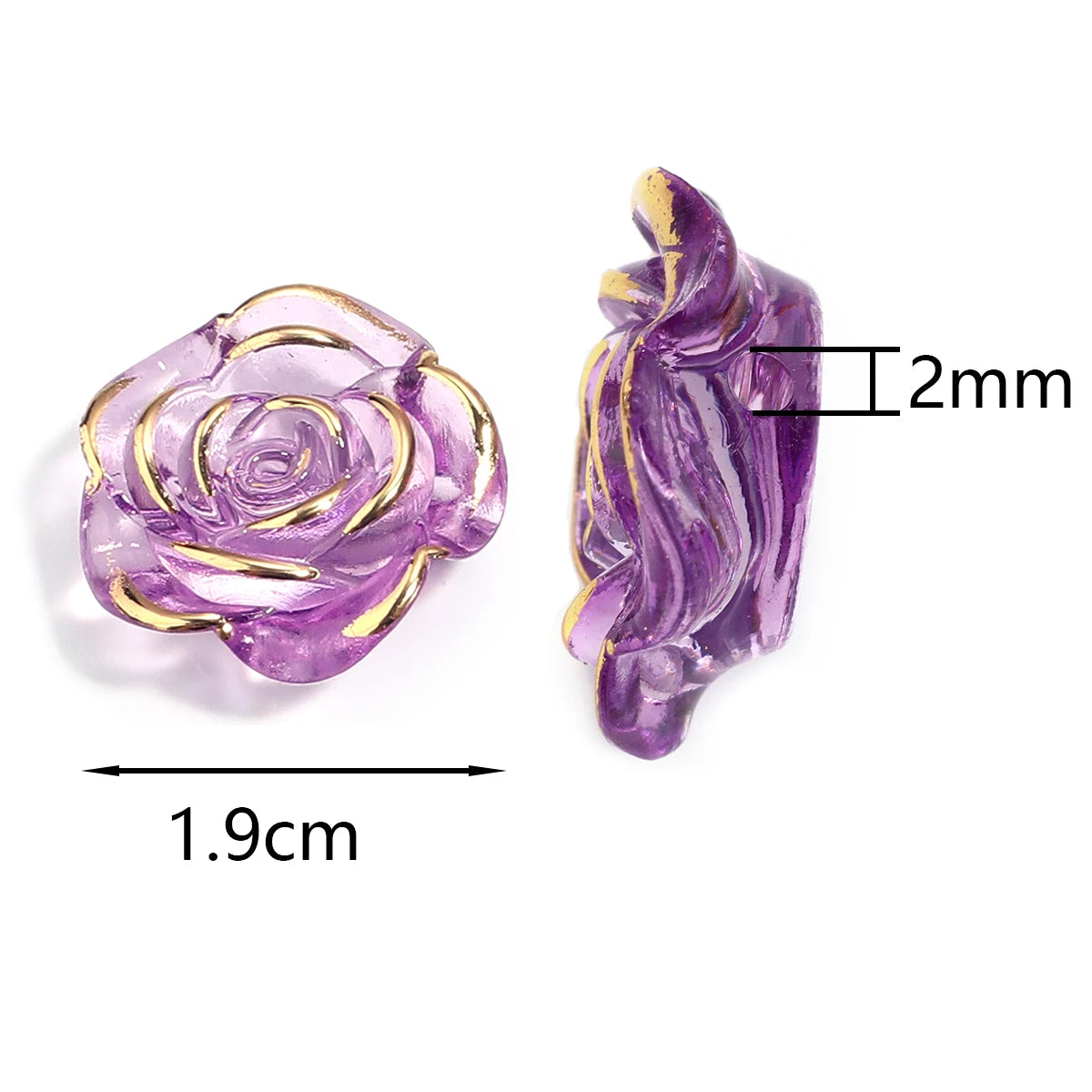 30pcs Resin Baroque Rose Beads Gold Border | DIY Jewelry Resin Jewelry Beads PLUSH