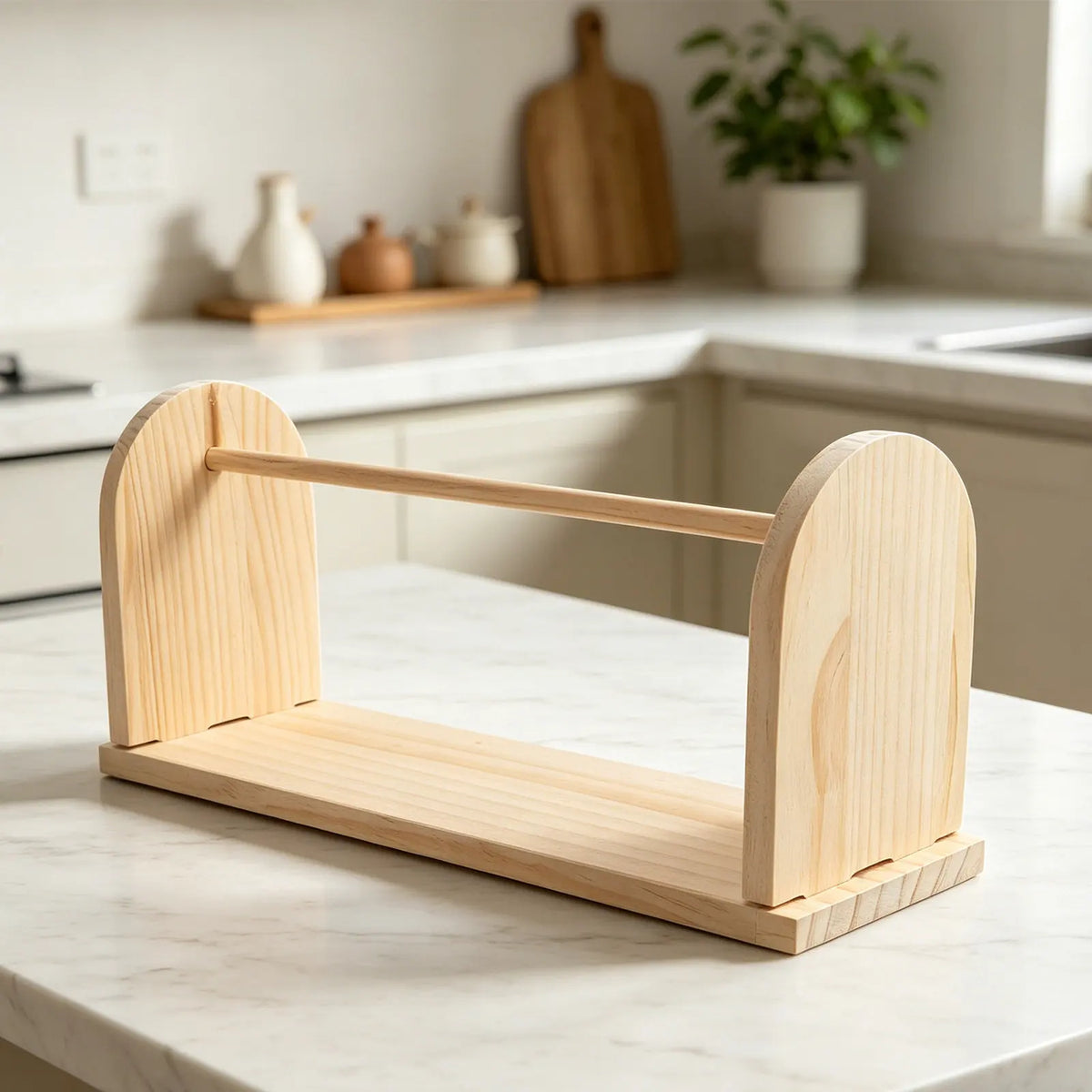 Wooden Tabletop Paper Roll Holder & Ribbon Dispenser 16.5" Paper Roll Dispenser PLUSH Default Title