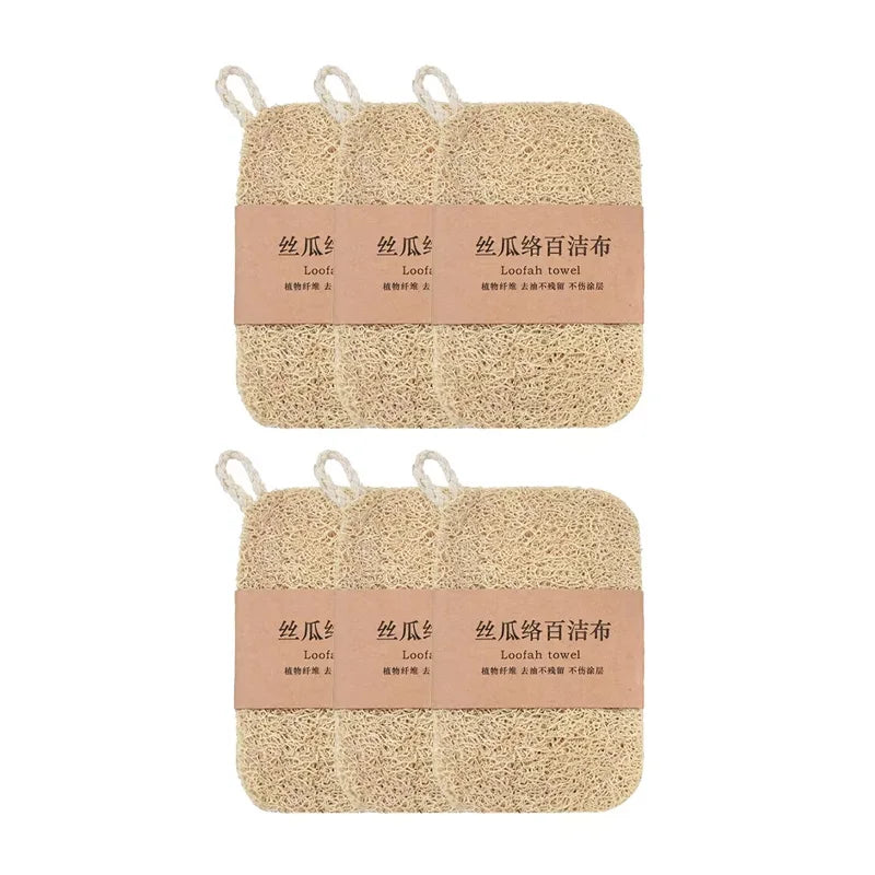Natural Loofah Dish Scrubber Pad – Reusable Kitchen Cleaner Kitchen Scrubber Pad PLUSH 6pcs