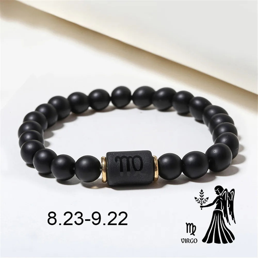 Zodiac Constellation Matte Black Agate Beaded Bracelet Beaded Bracelet PLUSH Virgo