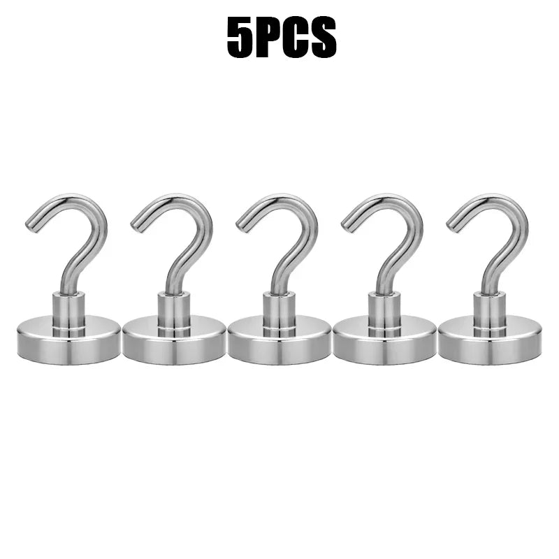 Strong Magnetic Hooks | Stainless Steel Multi-Purpose Hangers Magnetic Storage Hooks PLUSH 5PCS E12-2kg