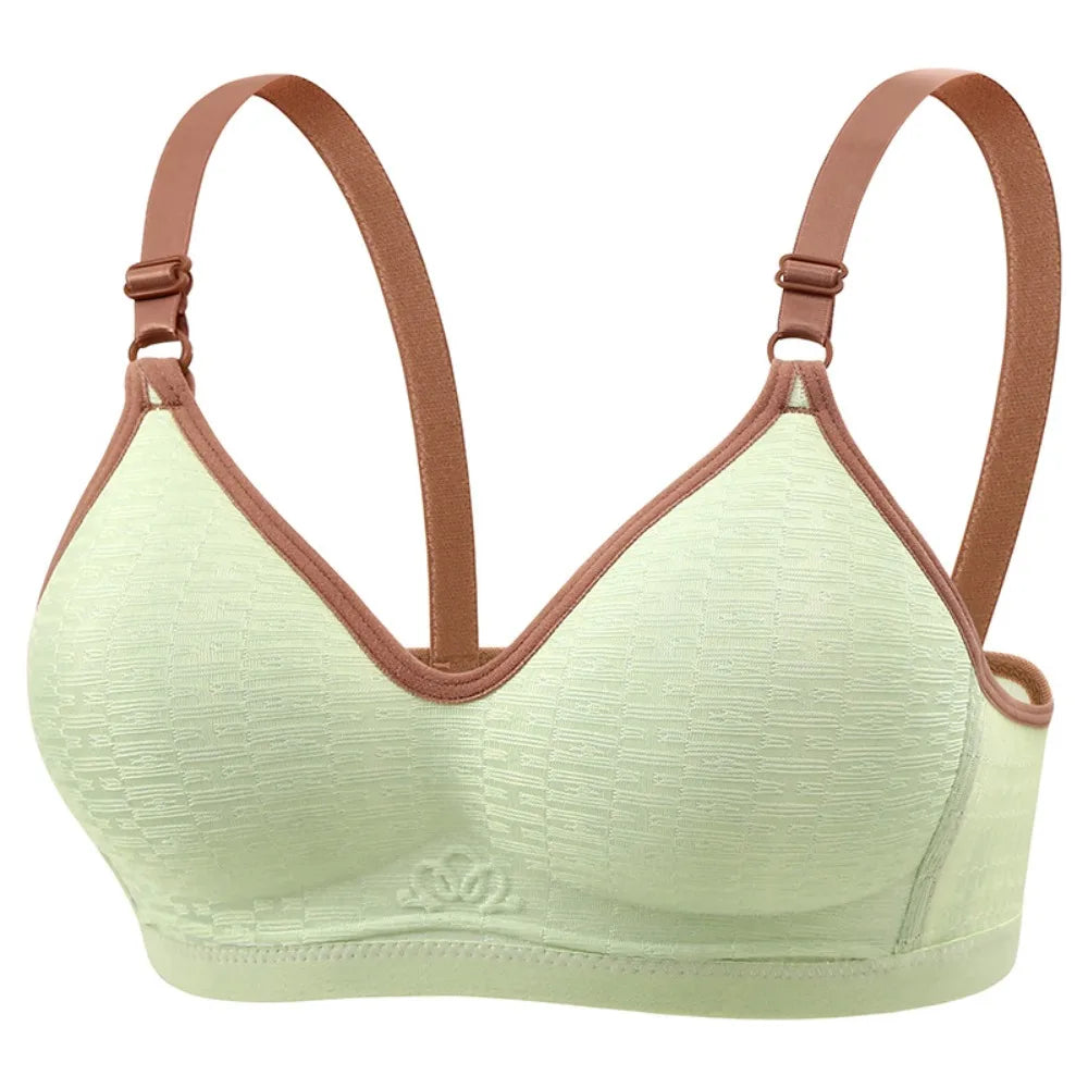 Wireless Deep V Push Up Bra – Adjustable Women's Lingerie Push Up Bra PLUSH Green 85A