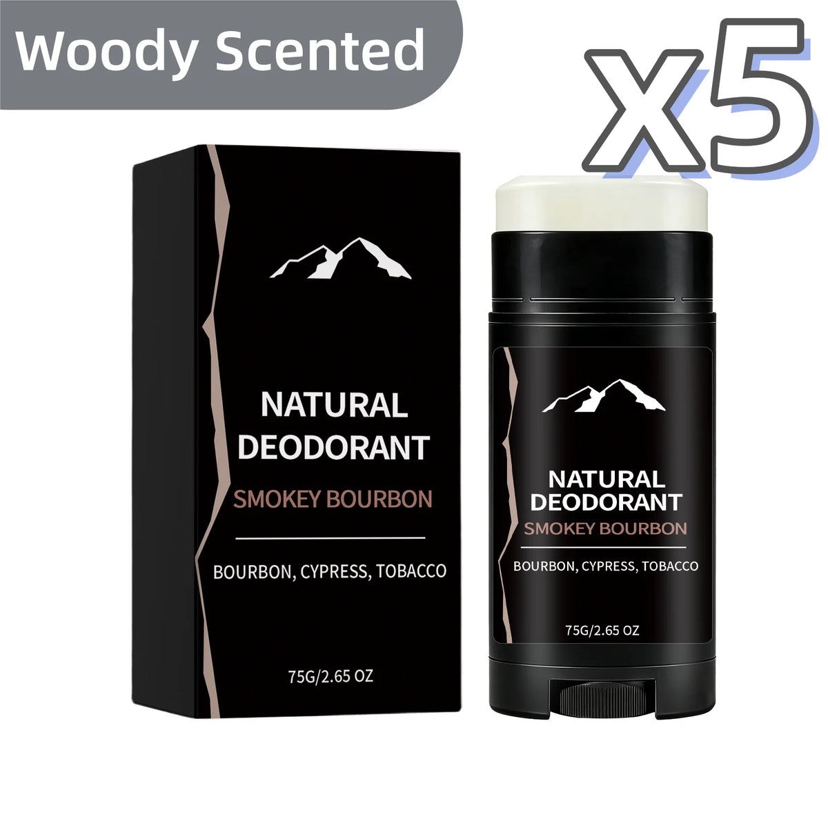 Men's Woody Tobacco Deodorant Stick – Long-Lasting 75g Men's Deodorant Stick PLUSH 75g Boxed x 5pcs
