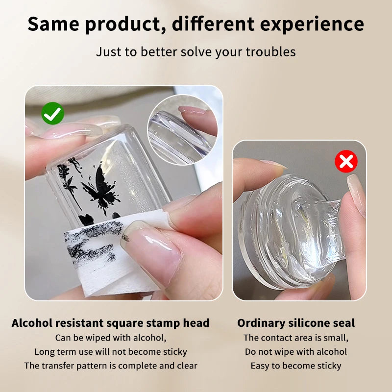 Clear Jelly Nail Art Stamper & Scraper | Rectangular Silicone Nail Art Stamper PLUSH