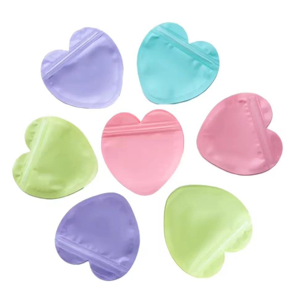 Heart-Shaped Self-Sealing Jewelry Bags – Clear Gift Packaging Jewelry Packaging Bags PLUSH Random Color 50PCS