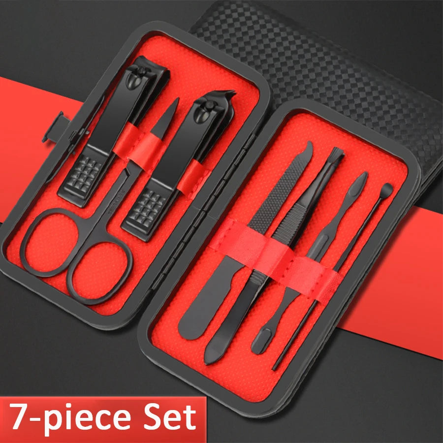 Stainless Steel Manicure Set – 7–24 Piece Nail Clipper Kit Manicure Nail Kit PLUSH 7 PCS SET