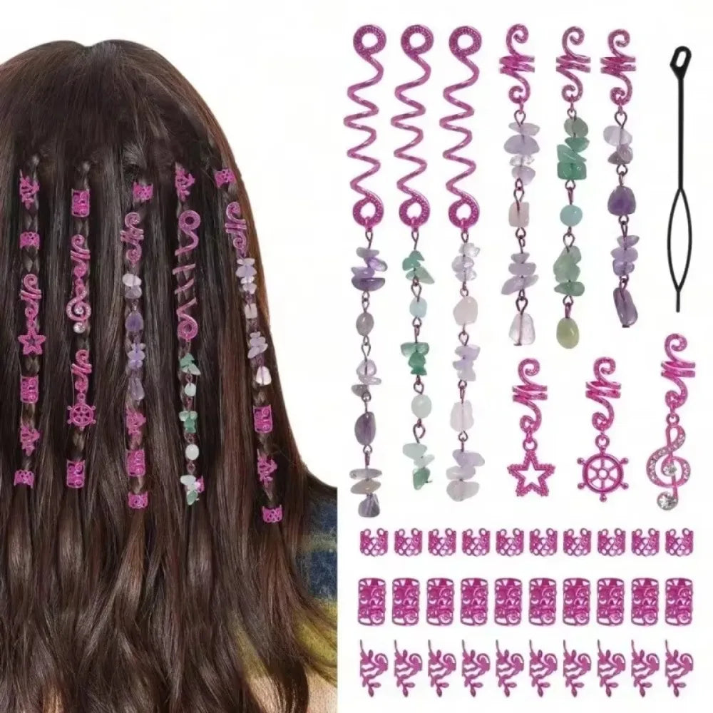 10pcs Rose Viking Spiral 3D Dreadlock Beads Hair Cuffs & Rings Dreadlock Hair Cuffs PLUSH