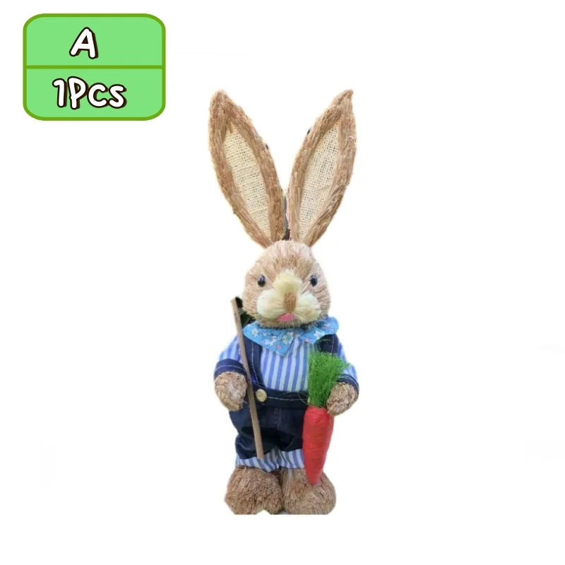 Straw Bunny Rabbit Ornaments – Easter Home Garden Decor | Buy 1 Get 1 Easter Bunny Ornament PLUSH A-1PCS 35CM