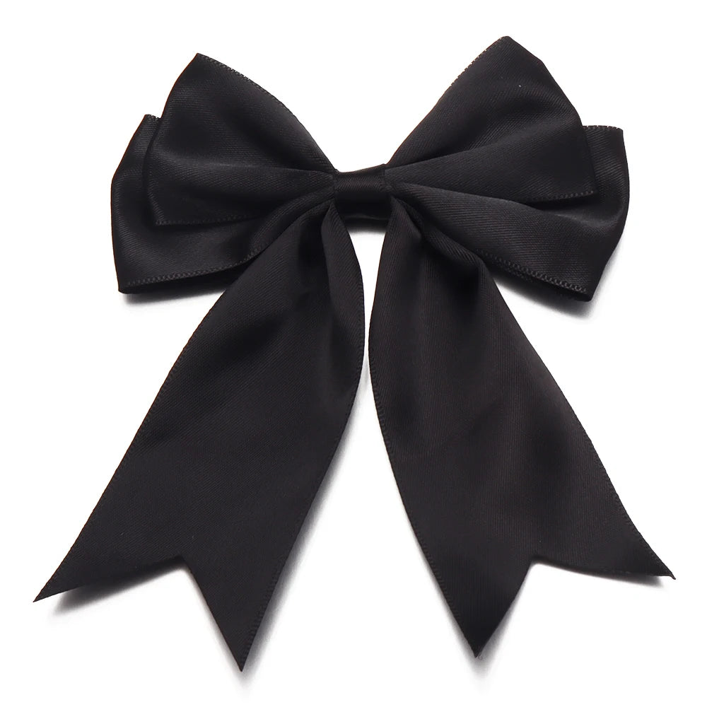 5pcs Double Layer Satin Swallowtail Bows – DIY Hair & Jewelry Ribbon Bow Findings PLUSH black