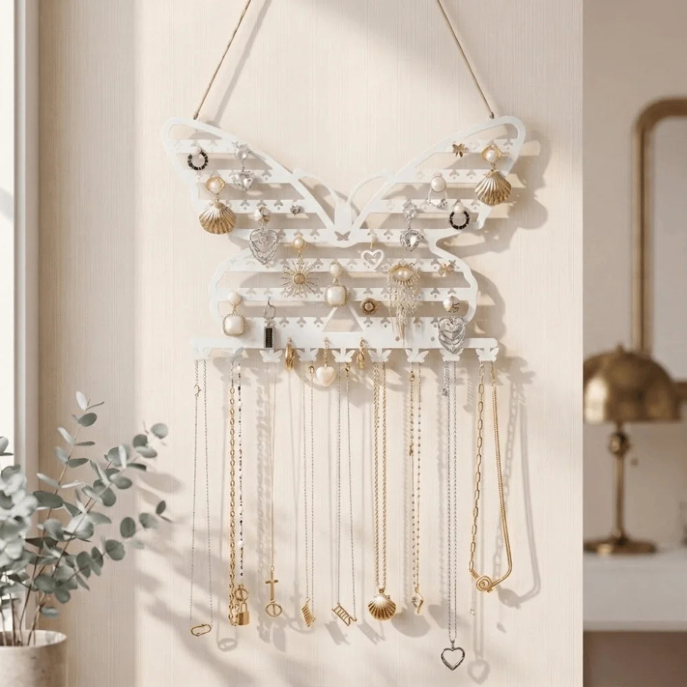Wall Mounted Butterfly Jewelry Organizer Rack with Hooks Jewelry Display Rack PLUSH