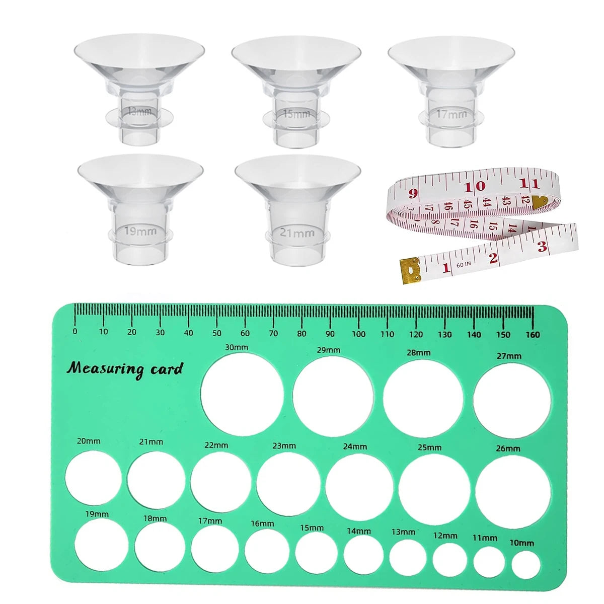Silicone Flange Sizing Kit 5pcs 13–21mm for 24mm Breast Pumps Breast Pump Accessory PLUSH Green