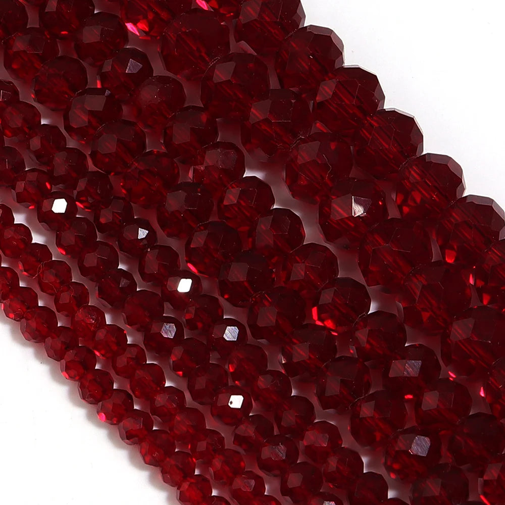 Wine Red Faceted Crystal Glass Abacus Beads 3–8mm | DIY Jewelry Glass Abacus Beads PLUSH