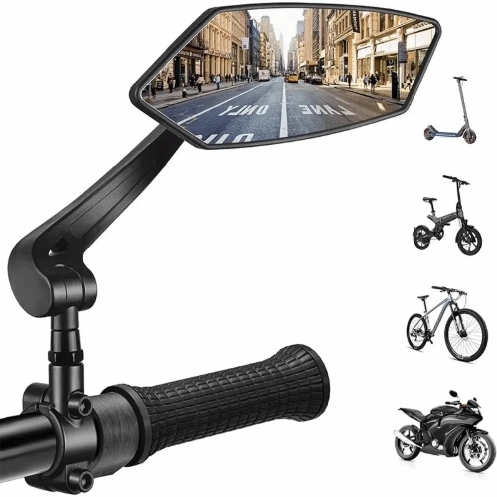 Wide Angle Anti-Glare Bicycle Handlebar Mirror | 360° Adjust Bicycle Handlebar Mirror PLUSH