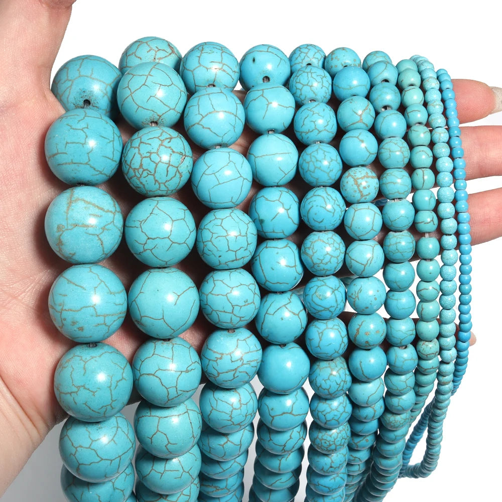 Blue Howlite Turquoise Stone Round Spacer Beads – DIY Jewelry Stone Spacer Beads PLUSH